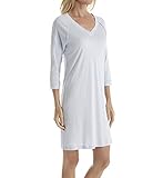 HANRO Damen Nachthemd 3/4 Arm 90 cm Pure Essence (0511 blue glow), Gr. M