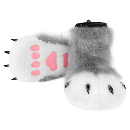 hbbhml pelzige Pfote Hausschuhe Tier klaue Neuheit Cosplay Kostüm Zubehör lustige Geschenke für Halloween Weihnachten