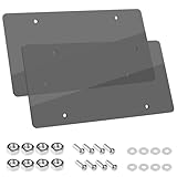 Wanheart Flat License Plate Cover Set 2 Pack Clear – Frameless ABS Protector for Standard 12×6 US Plates, Scratch UV Resistant Plate Cover with Screws Caps, Front Rear Car Accessories (Gray)