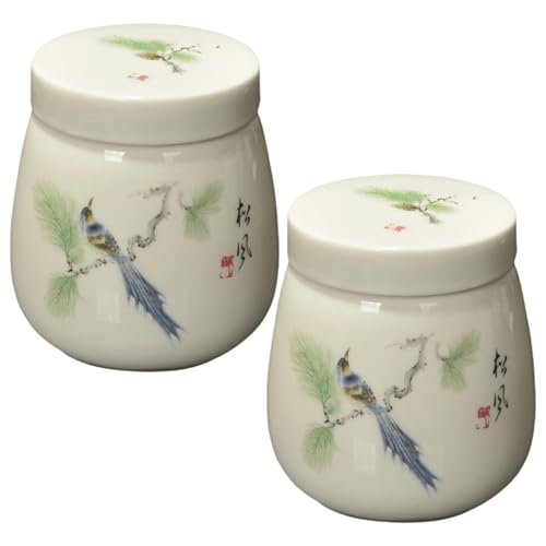 CAKEEYUM 2 contenitori per tè 220 ml/7 Once Elegante Barattolo in Ceramica con Coperchio Contenitore per tè per Cucina caffè Zucchero Contenitore per Alimenti, stoccaggio, contenitori, Foglie sfuse
