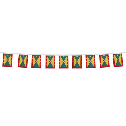 Image of AZ FLAG Grenada 6 meters BUNTING Flag 20 flags 9'' x 6'' - Grenadian STRING flags 15 x 21 cm