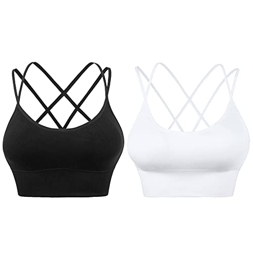 YUDSUD Women's Padded Sports Bras 4 Pack - Strappy Cross Back Yoga Bras For Workout, Gym, & Low Impact - View #11