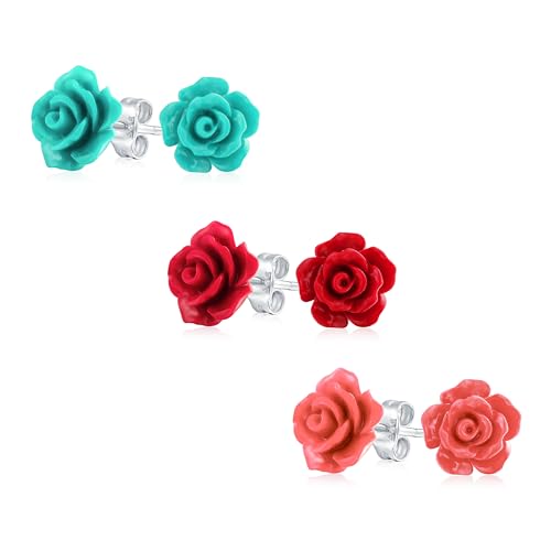 Boucles d'oreilles clous rose florale 10mm cadeau idéal pour femme