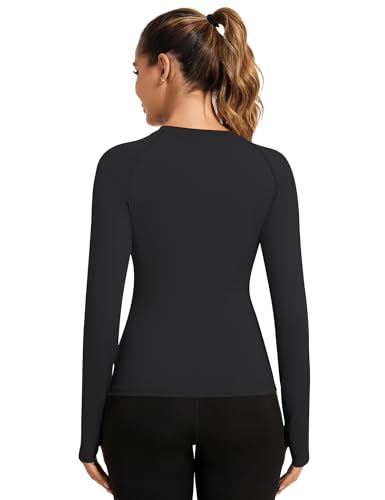 Loovoo Workout Tops for Women 1/2 Pack Long Sleeve Athletic Shirts with Thumb Holes Breathable Quick Dry Yoga T-Shirts4