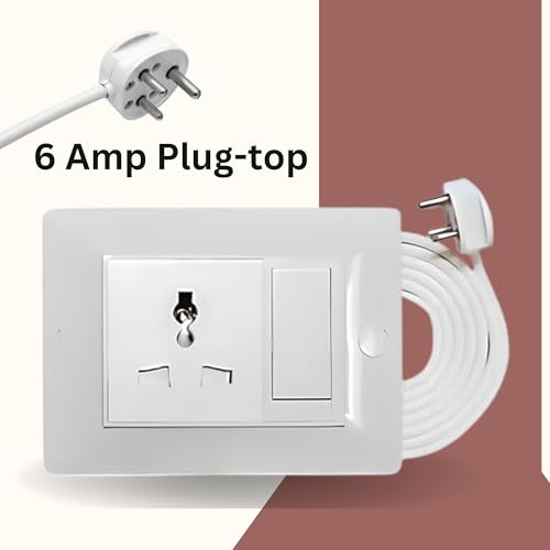 Image of ELEGANT CASA 6 Amp Electric Extension Board with Cord 1 Socket with Safety Shutter Individual Switch for Small and Light Home, Office Appliances with 6 Amp Plug Top 3 Core 1.5 mm, 3-Meter Copper Wire