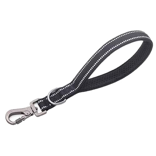 Guinzaglio forte corto per cani, guinzaglio resistente, guinzaglio per il controllo dell'addestramento del cane, guinzaglio riflettente per cani di taglia media e grande (nero)