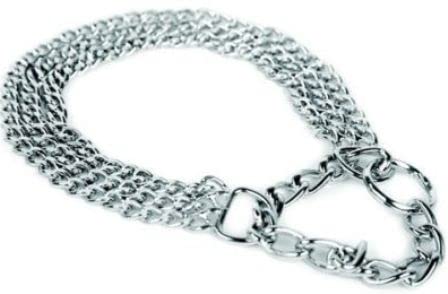 Chain Dog Collar Strong Chrome 2 & 3 Rows Slip Semi-Check Strong Half Check Dog Choker Chain Training Collar (3 Rows, 70cm (27.5in))