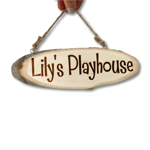 Children’s Playhouse Sign – Custom Engraved Wooden Name Plaque for