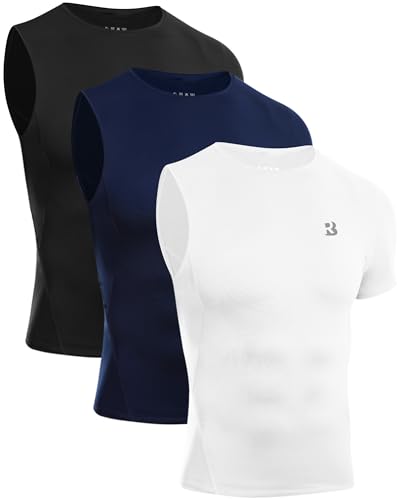 Roadbox Men's Compression Shirts, Single Arm Short Sleeve Gym Athletic Undershirts, Workout Base Layer T-Shirt for Sports