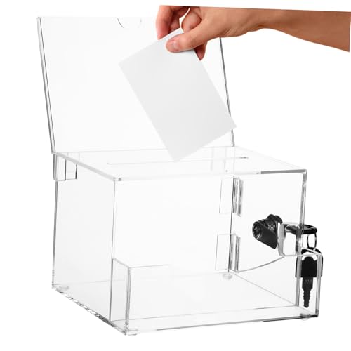 ELAYARD Abschließbare Transparent Stimmzettel Box Aus Robustem Acryl 6.30X5.71X4.33In Mit Großem Schlitz Für Sichere Abstimmung Spenden Und Fundraising