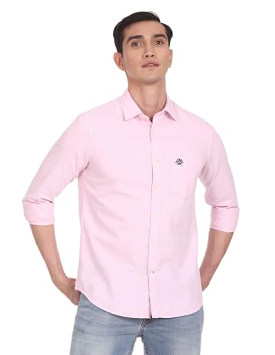Image of U.S. Polo ASSN. Men's Solid Spread Collar Premium Cotton Oxford Tailored Fit Shirt
