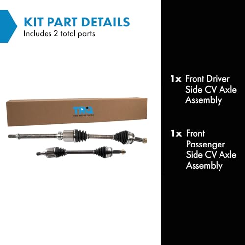 Image of TRQ Front Driver and Passenger Side CV Axle Assembly Set 2 Piece | for 2014-2019 Nissan Rogue FWD Japan Built Models (1st VIN Digit J) Korea Built Models (1st VIN Digit K) US Built Models