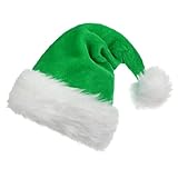 B-Land Unisex-Adult's Santa Hat, Christmas Hats for Adults Women Men Extra Thicken Xmas Holiday Hat with Comfort Liner Green 1 PC