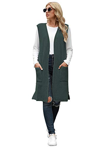 Viottiset Women's Open-front Knitted Long Cardigan Sweater Vest Outwear Coat