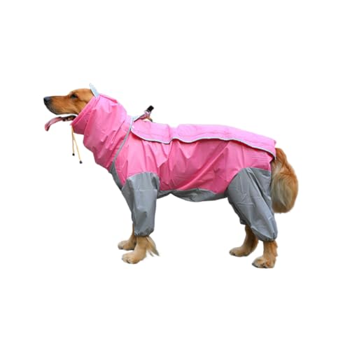 犬用レインコート ペットレインコート カッパ 犬服 防水 防風 防塵 着脱簡単 ペット雨具 耐久性 速乾 快適 ペット用品 犬 服 通気 軽量 散歩用 梅雨対策 大型犬 中型犬 小型犬 柴犬用 ね-ピンク 2XL