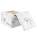 Excelente Artesanía - La superficie de la caja está diseñado con un patrón de mármol moderno. Y las esquinas de la caja son redondeadas, no rayarán la piel. Además, la tapa y el asa de la caja están diseñadas con forma de diamante, lo que la hace más diseñada. Esto no solo hace que la caja sea más hermosa y moderna, sino que también puede prevenir eficazmente el deslizamiento para brindarle una buena experiencia.