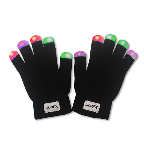 GloFX Gel Glove Set - Light Up Rave EDM 9 Mode LED Gloves