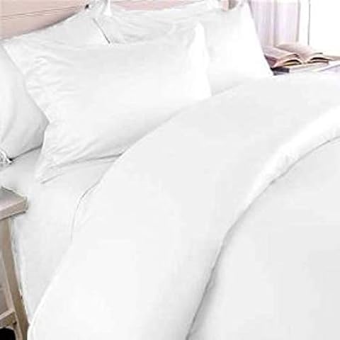 RoyalLinenCollection 5PC Duvet Cover Set + 1PC FITTED SHEET- 800TC 800 ThreadCount Ghost WhiteEuro Super King 100% Egyptian Cotton 600TC Heavy Fabric {20 Inche Deep}- Soft Solid Cover