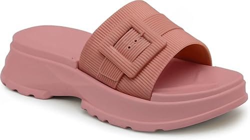 Women Open Toe Slide Sandals Flip Flops EVA Summer Slippers Non-Slip Clog Mules for Girls Lightweight Cushioned Footwear (Pink,8uk)