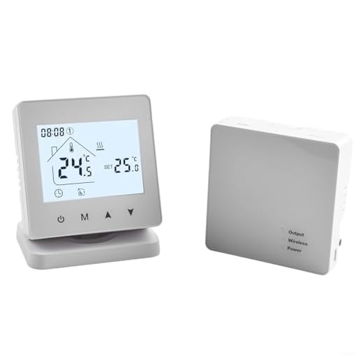 Lastdaytime Termostato inalámbrico para calderas de calentamiento de agua, montaje en pared o escritorio, opciones WiFi y no WiFi, control remoto con receptor y soporte de fuente de alimentación dual