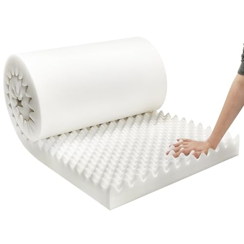 CRAURU 72 * 24 * 4 Inch Egg Crate Foam Padding Pressure-Relieving High-Density Upholstery Foam for Air Circulation Cuttable Cushion Pad for Sofa Chair Hospital