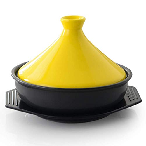 Myyingbin Healthy Lead Free Ceramic Tagine Pot With Wooden Shovel And Tray, Stew Casserole Slow Cooker, 23Cm, Yellow #TOP4