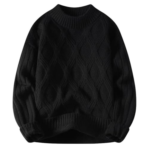 DFHBFG Underlay Sweater for Men's Autumn and Winter Twisted Yarn Sweater for Teenagers Lazy Knitted sweatera