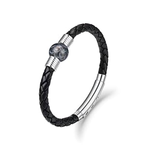 Luxury Gifts for Husband Boyfriend – 12-13mm Hand-carved Seawater Tahitian Black Pearl Bracelets for Men, Braided Genuine Men’s Leather Bracelet, Anniversary Father Day Birthday Gifts for Him Dad Son