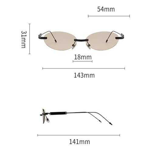 Rimless Oval Sunglasses For Women 90s Retro 2025 Metal Shades with Gold Champagne Lenses4