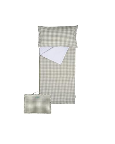 molis&co - Saco de Dormir Infantil - Saco Edredón Nórdico - Ideal para Primavera y Otoño - Juego de Manta 90x190cm con Almohada 50x100cm - 100% algodón - Mint Tea