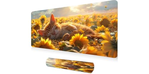 Grand tapis de souris tournesol orange pour décorer votre bureau et espace télétravail