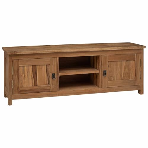vidaXL Meuble TV 110 x 30 x 40 cm Naturel Bois de Teck Massif,