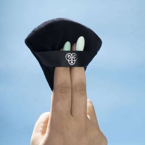 Image of PAC Pocket Puff (1 Pc) | Beauty Blender Makeup Puff (Medium) | Cotton Air Cushion Triangle Powder Puff for Women | Soft Foundation Sponge with Strap | Beauty Tools for Dry & Wet Use - Black