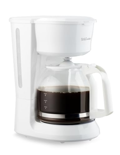 Image of Betty Crocker 12-Cup Drip Coffee Maker with Heat Resistant Glass Carafe, Removable Filter Holder for No. 4 Cone Filters, Pause & Pour, Water Level Gauge, Non-Stick Warming Plate, BC-5729W, White