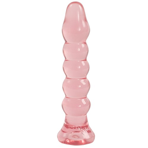 Doc Johnson Crystal Jellies - Ribbed Dildo/Anal Plug - For Beginners - Pink
