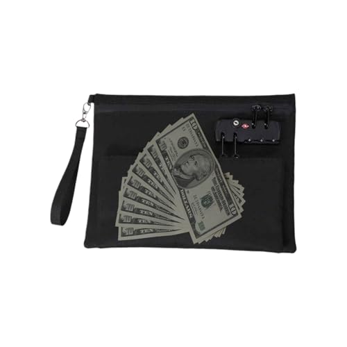 Monedero para viajes y oficina con candado y doble capa en color negro elegante