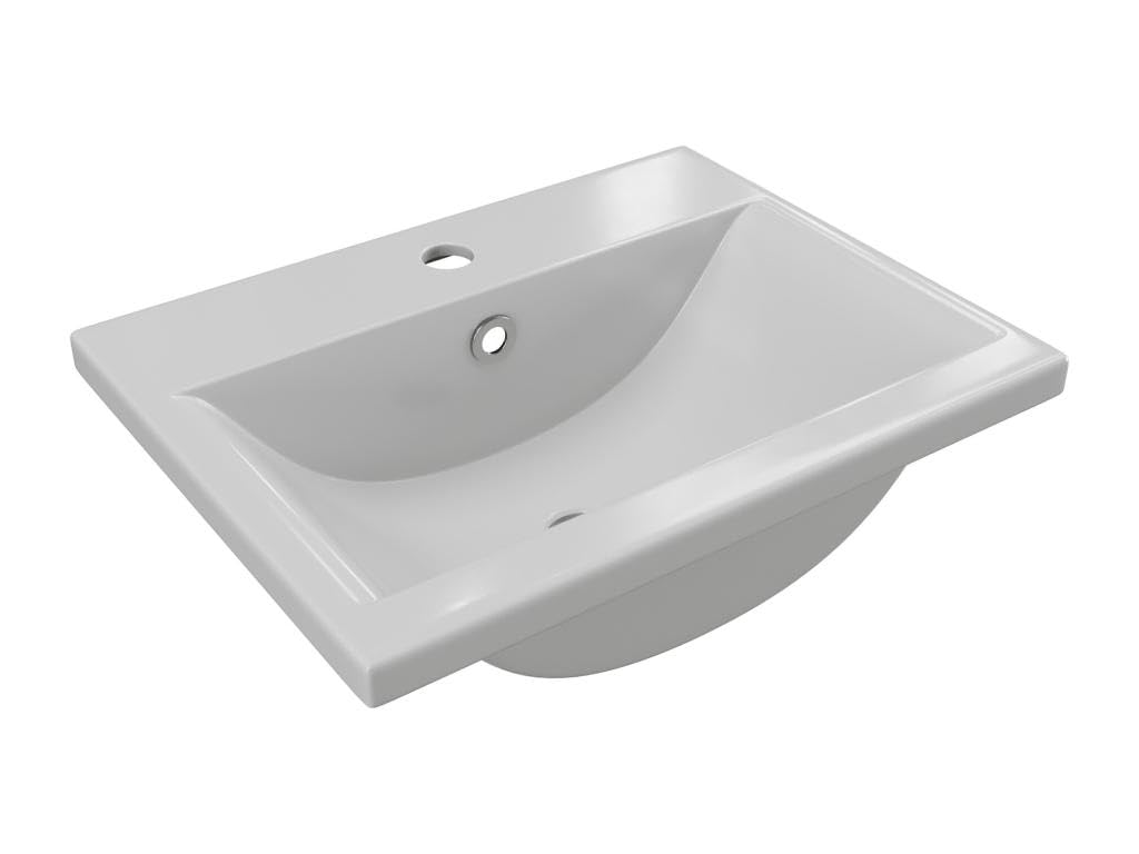 Vente-unique - Lavabo semiempotrado rectangular de cer·mica - blanco - YASMAC