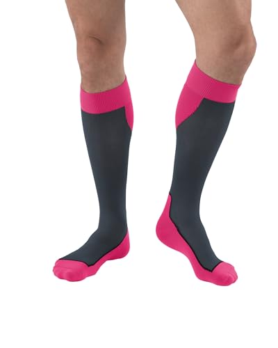 JOBST Calcetines deportivos de compresión de 20-30 mmHg, color rosa/gris, talla grande
