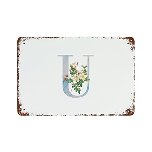Monogramme rétro U en aluminium bleu plaque décorative haut de gamme
