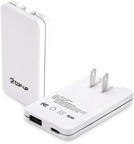 Top-Up USB C Wall Charger | Ultra-Slim Fast Plug | 18w Flat Dual Port USB Charger for Your USB A & USB C Devices, iPhone 11/11 Pro /11 Pro Max/XR/XS/Max, LG, Galaxy S21/S20 Pixel, Air Pods|(White)