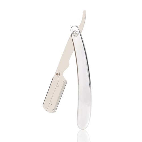 Lechnical 1 afeitadora manual tradicional profesional de borde recto de acero inoxidable afilada navaja de afeitar plegable cuchillo de afeitar barba para hombres barbero masculino uso doméstico herra