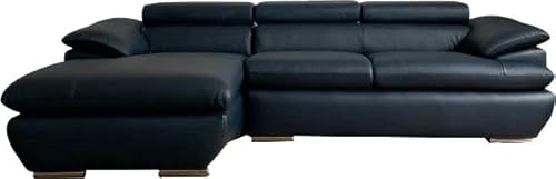 SHUNOVO 開梱設置付き イタリアン本革カウチソファ レザー 座って左カウチ ブラック ソファ レザー ソファー 高級 l字 l型 ソファセット カウチソファー 本革 (座って右カウチ ブラック)