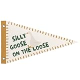 WXHUM Silly Goose On the Loose Felt Pennant Playroom Banner Wall Art Decor for Kids Room Bedroom Nursery Toddler Room, Silly Goose Birthday Wall Decorations, 8x14 Inch