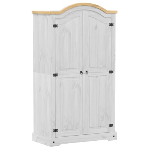 vidaXL Garde-Robe Corona Blanc 102x52x186 cm Bois de pin Massif, Armoire de Rangement, Organisateur de Garde-Robe, Armoire, Placard