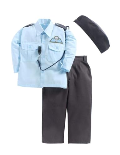 Image of BookMyCostume Indian Air Force Defence Pilot Uniform Kids Fancy Dress Costume - Blue 8-9 years