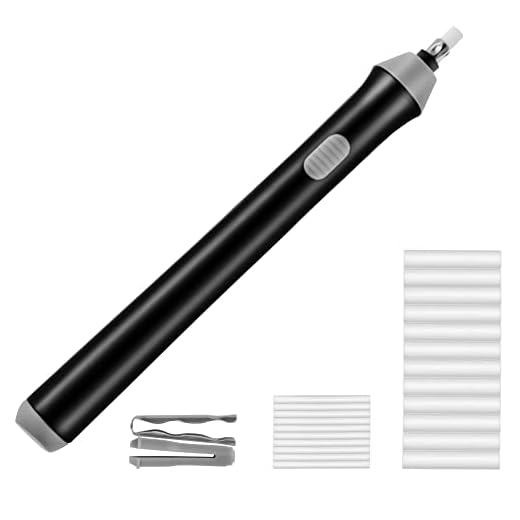 OFFCUP Goma Portátil Automática, Borrador con 10 * 2,3mm y 12 * 5mm Recargas, Rápido, Limpio, Eficiente, Boceto, Borrador Eléctrico para Arquitectos, Ingenieros y Estudiantes(Negro)