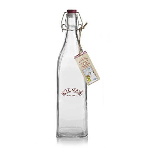 Set of 2 1Litre Vintage Glass Kilner Beer Wine Gin Cordial Oil Flip Top Preserving Bottles