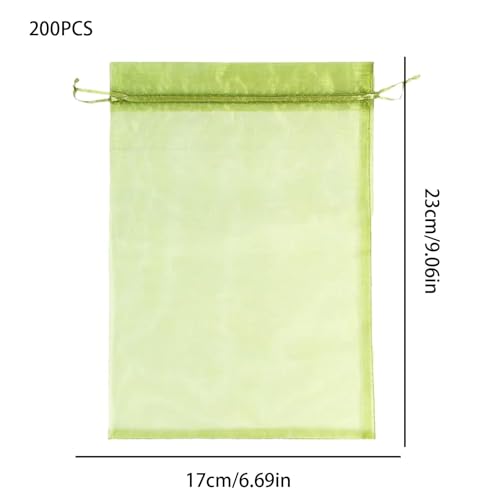 Sacs de protection pour fruits | 200 pochettes en maille avec cordon de serrage – Récolte en plein air pour légumes et fruits, idéal pour les tomates, les fraises, les raisins, la croissance et la