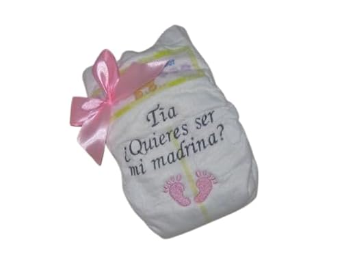 Pañal Bordado Quieres ser mi Padrino o Madrina (Rosa Madrina Tía)