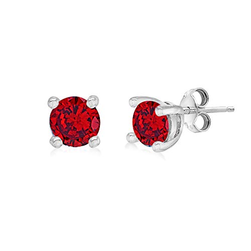 Bijoux en argent sterling rhodié 5 mm avec pierre de naissance d'août femme